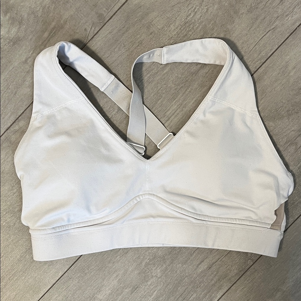 Fabletics White High Impact Padded Sports Bra, Size L